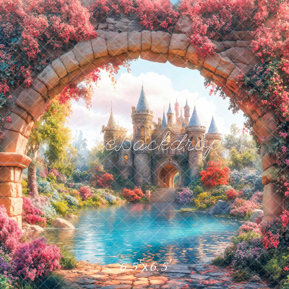 Kate Princess Castle Stone Arch Lake Spring Backdrop Designed by Emetselch