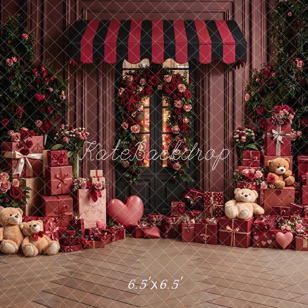 Kate Valentine Roses Gift Boxes Teddy Bears Backdrop Designed by Emetselch
