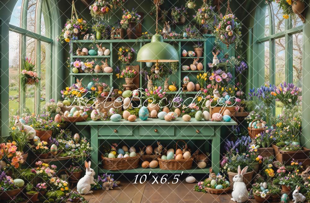 Kate Easter Bunny Eggs Greenhouse Backdrop Designed by Emetselch