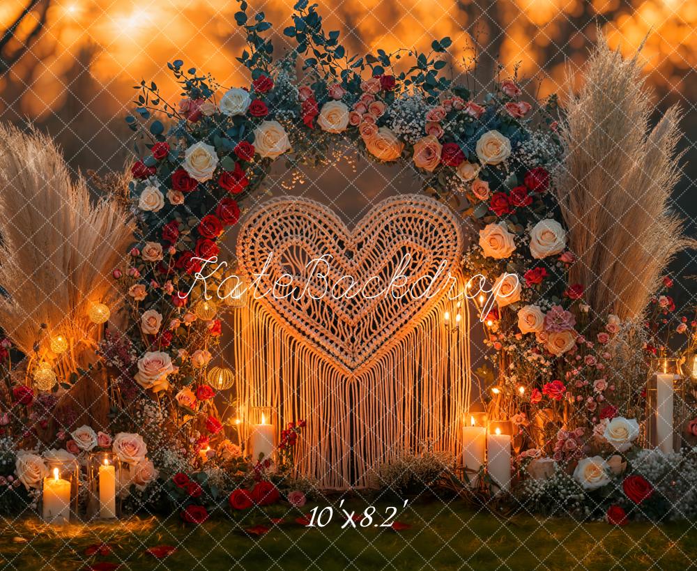 Kate Wedding Flower Bokeh Candles Backdrop Designed by Emetselch