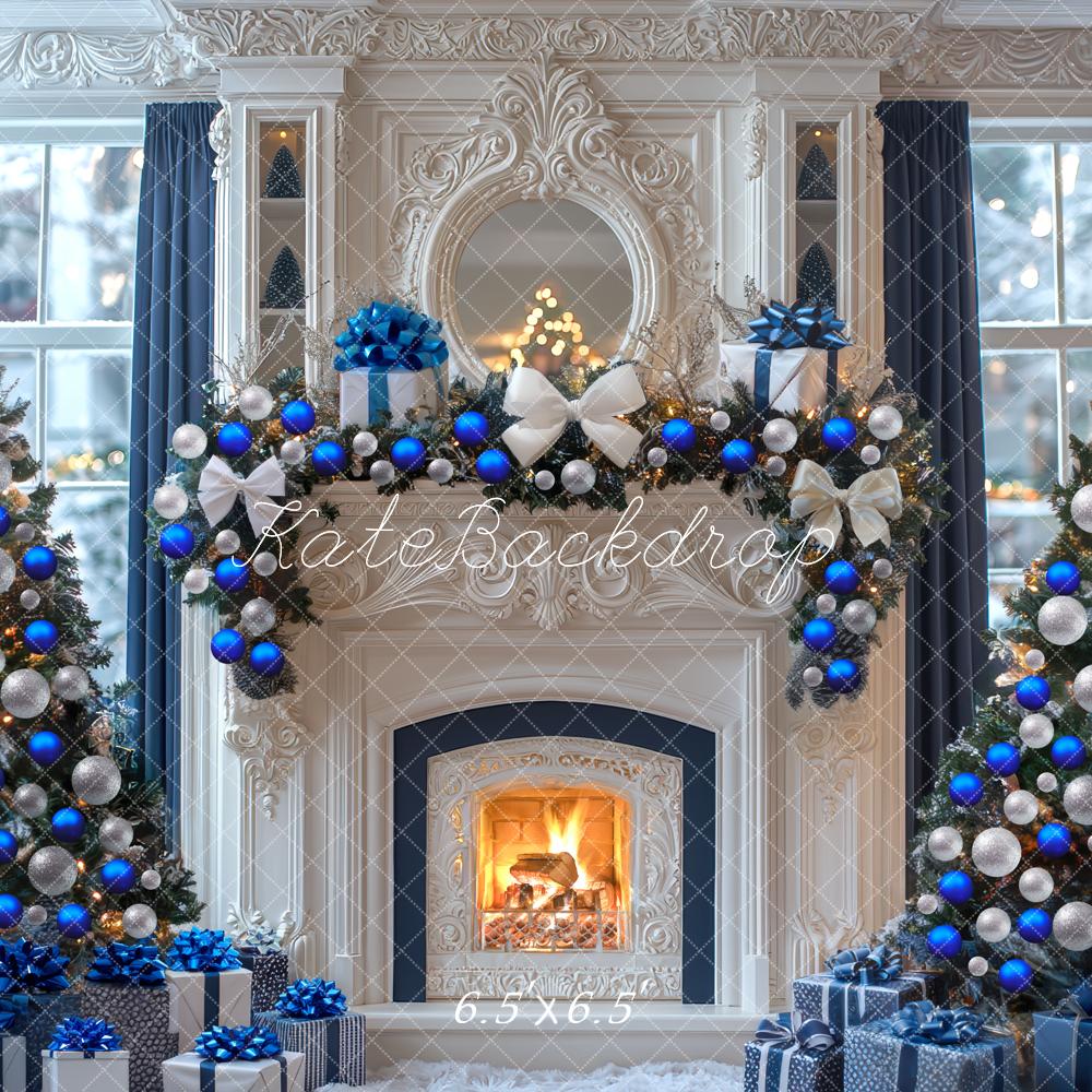 Kate Christmas Fireplace Gift Boxes Backdrop Designed by Mini MakeBelieve - Kate Backdrop AU