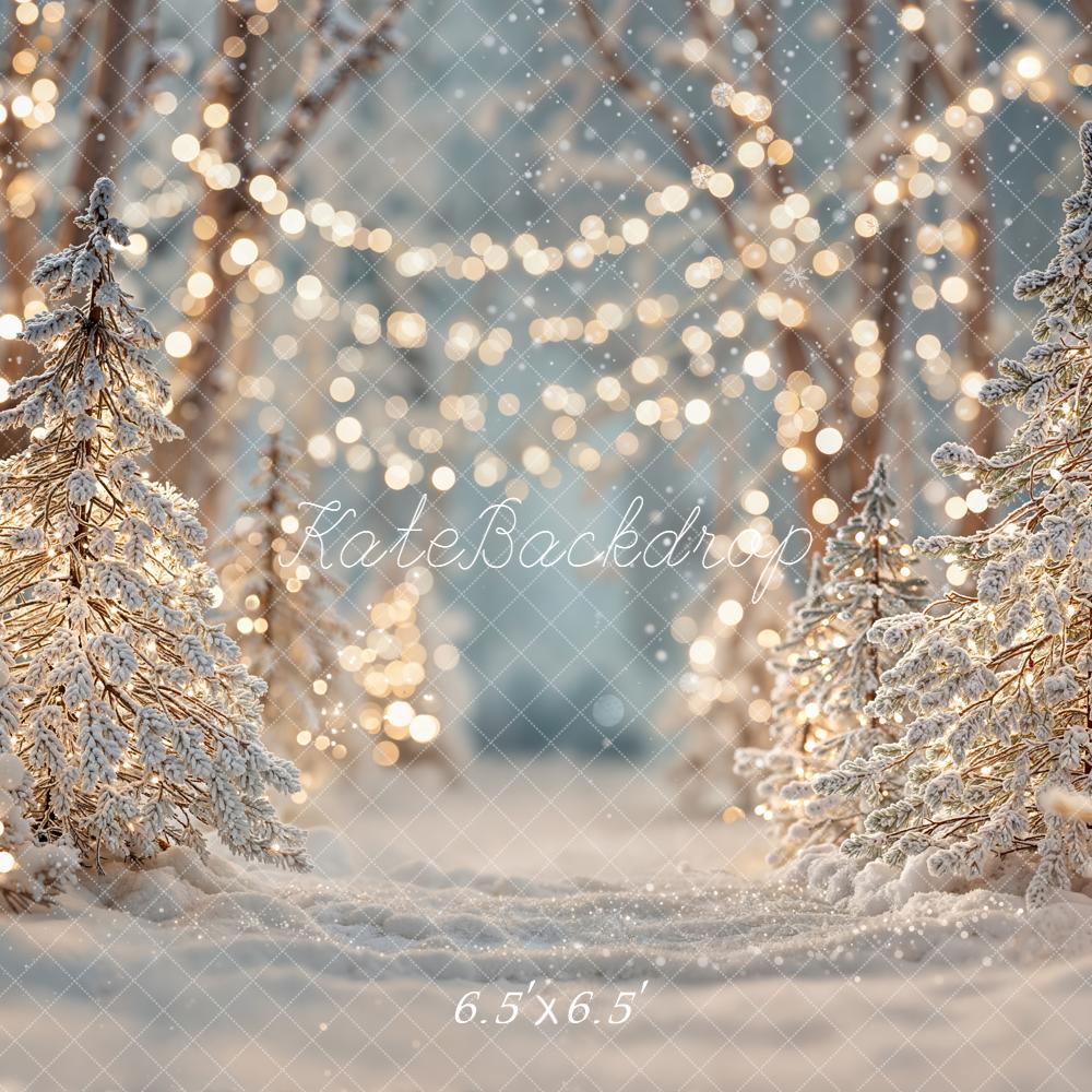 Kate Christmas Snowy Forest Lights Backdrop Designed by Emetselch