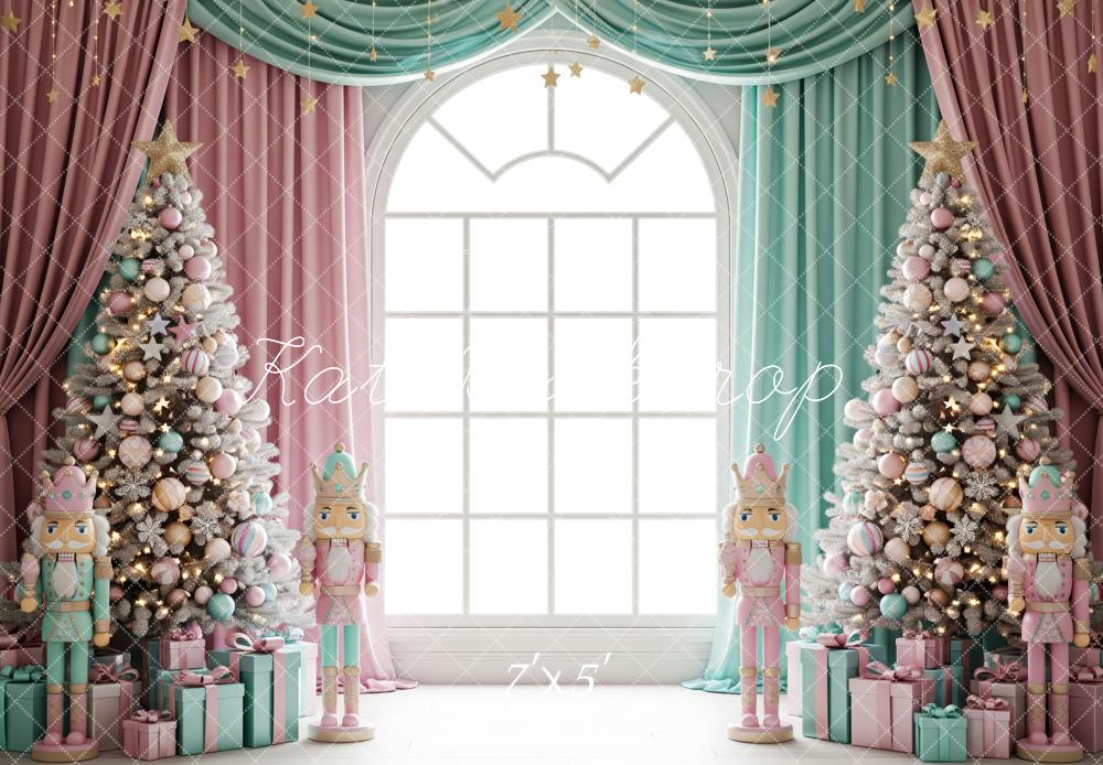 Kate Christmas Nutcracker Window Curtains Backdrop Designed by Patty Roberts