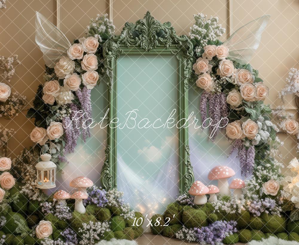Kate Fairy Fantasy Floral Wings Mushrooms Backdrop Designed by Mini MakeBelieve - Kate Backdrop AU