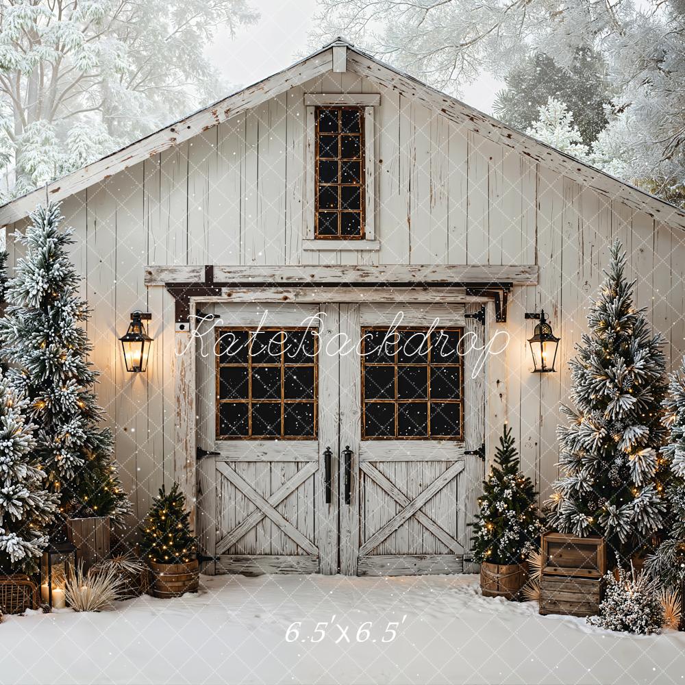 Kate Christmas Snowy Rustic Barn Backdrop Designed by Chain