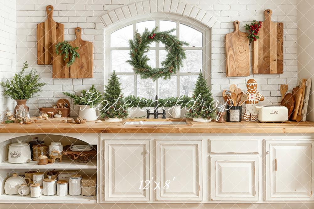 Kate Christmas Kitchen Wreath Cutting Boards Backdrop Designed by Emetselch