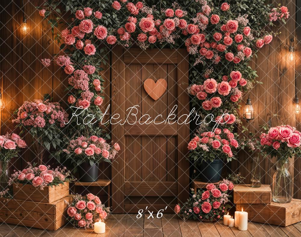 Kate Flower Poses Wooden Wall Fleece Backdrop Designed by Emetselch