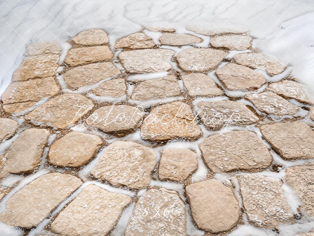 Kate Cobblestone Snow Path Fleece Backdrop Designed by Kate Image - Kate Backdrop AU