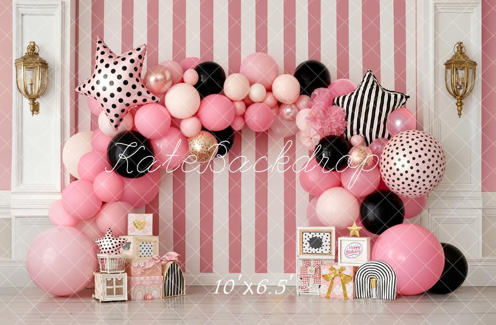 Kate Pink Balloon Cake Smash Fleece Backdrop Designed by Emetselch