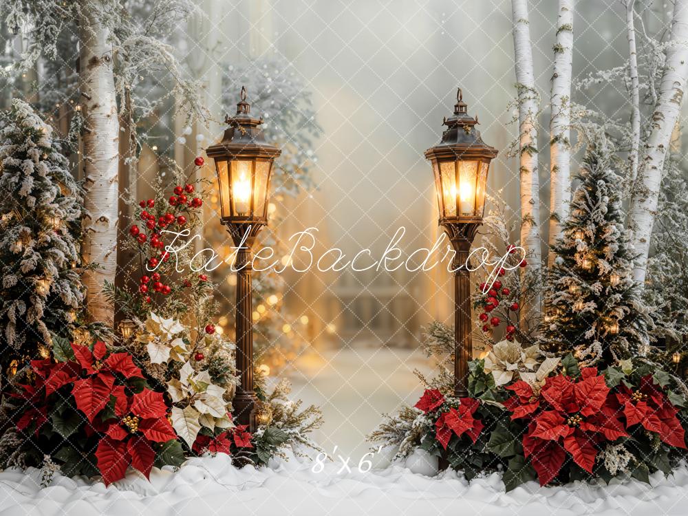 Kate Christmas Snow Birch Trees Fleece Backdrop Designed by Emetselch - Kate Backdrop AU