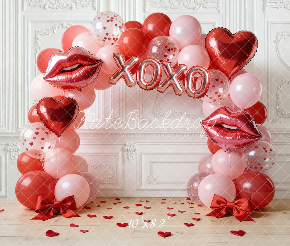Kate Valentines Balloon Arch Lips Hearts Backdrop Designed by Emetselch