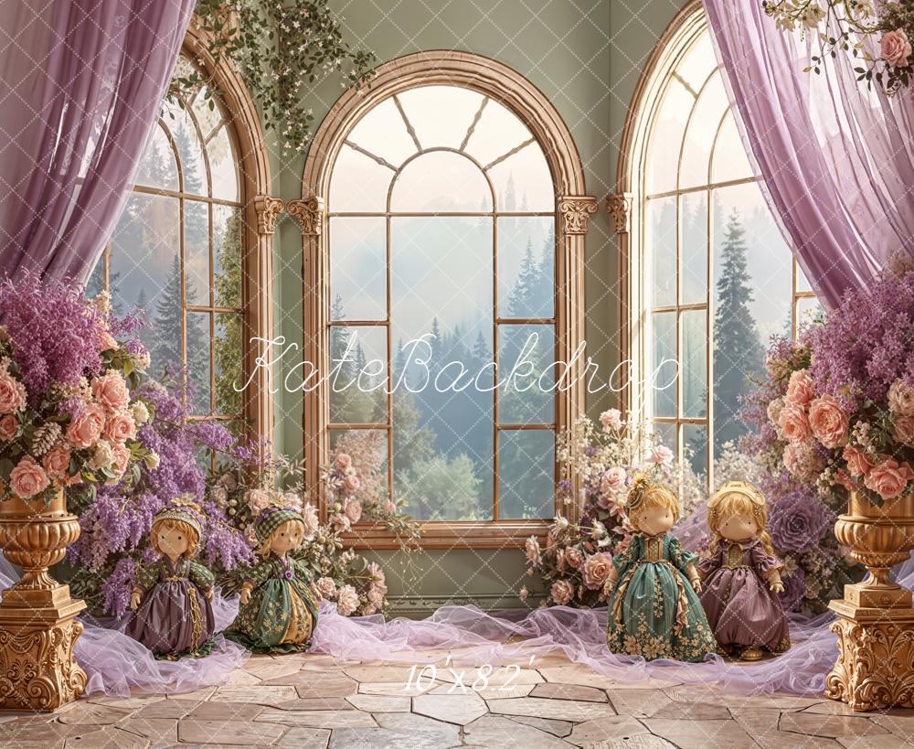 Kate Flower Arch Dolls Vintage Windows Backdrop Designed by Emetselch