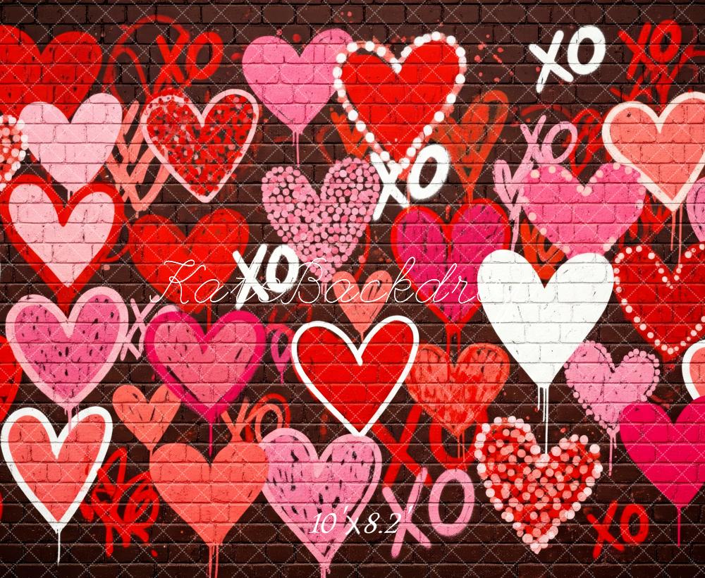 Kate Valentines Hearts Graffiti Wall Backdrop Designed by Patty Roberts