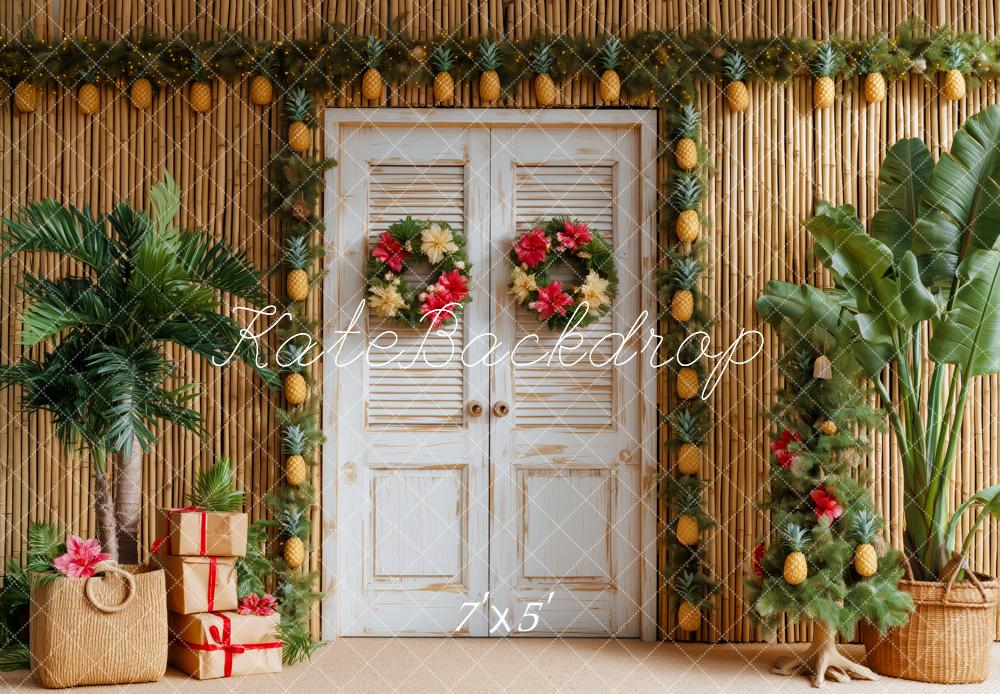 Kate Tropical Christmas Bamboo Pineapple Backdrop Designed by Patty Roberts - Kate Backdrop AU