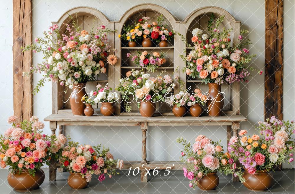 Kate Flower Cabinet Spring Backdrop Designed by Mini MakeBelieve