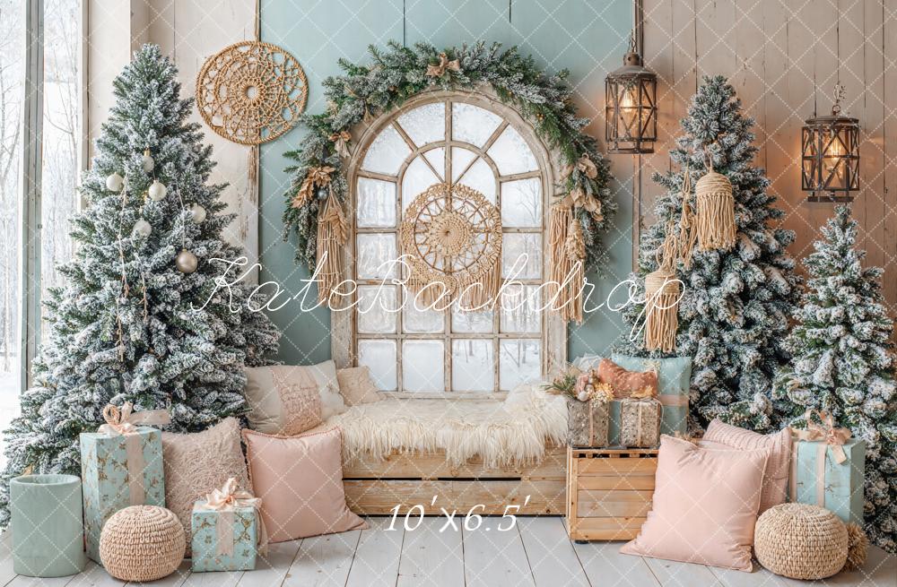 Kate Boho Christmas Window Fleece Backdrop Designed by Emetselch