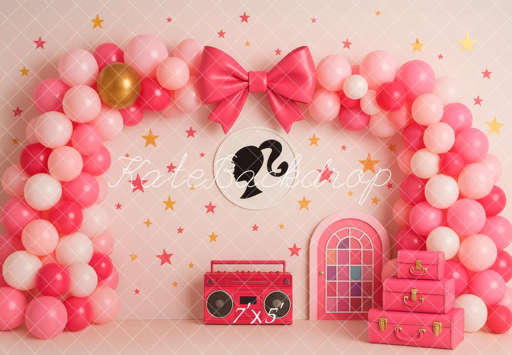 Kate Doll Pink Bow Balloons Radio Backdrop Designed by Patty Roberts