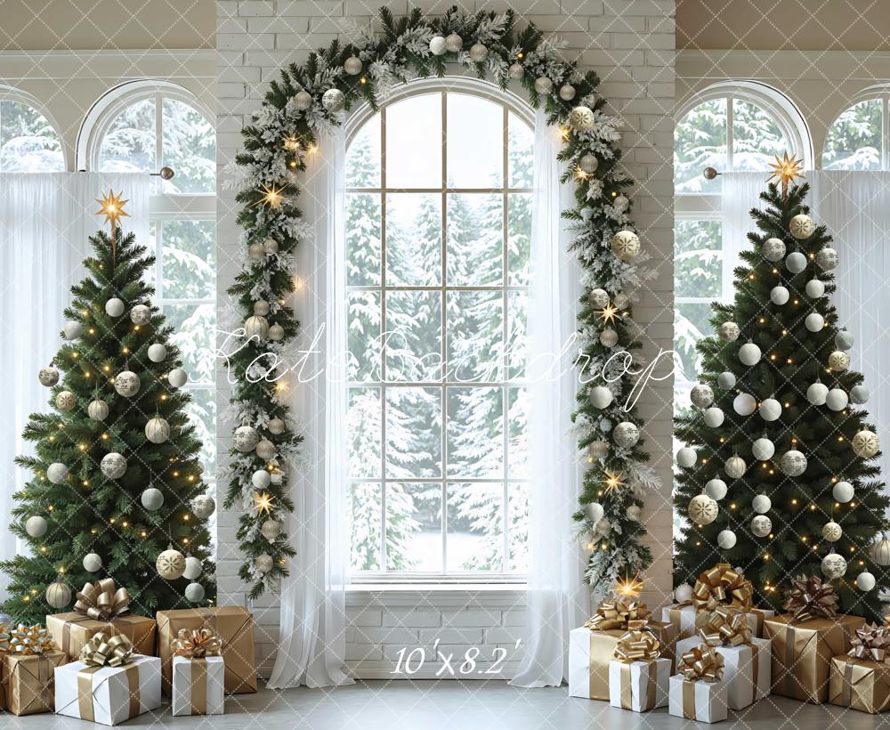 Kate Christmas Trees Arch Window Backdrop Designed by Mini MakeBelieve
