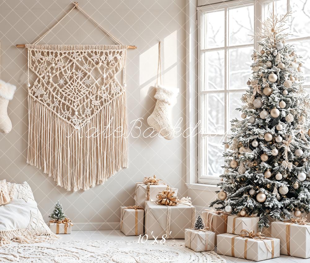 Kate Boho Christmas Tree Fleece Backdrop Designed by Emetselch