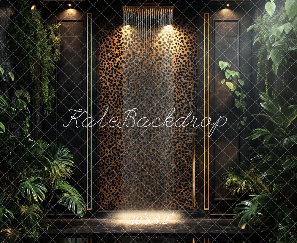 Kate Leopard Wall Gold Frame Tropical Backdrop Designed by Ashley Paul