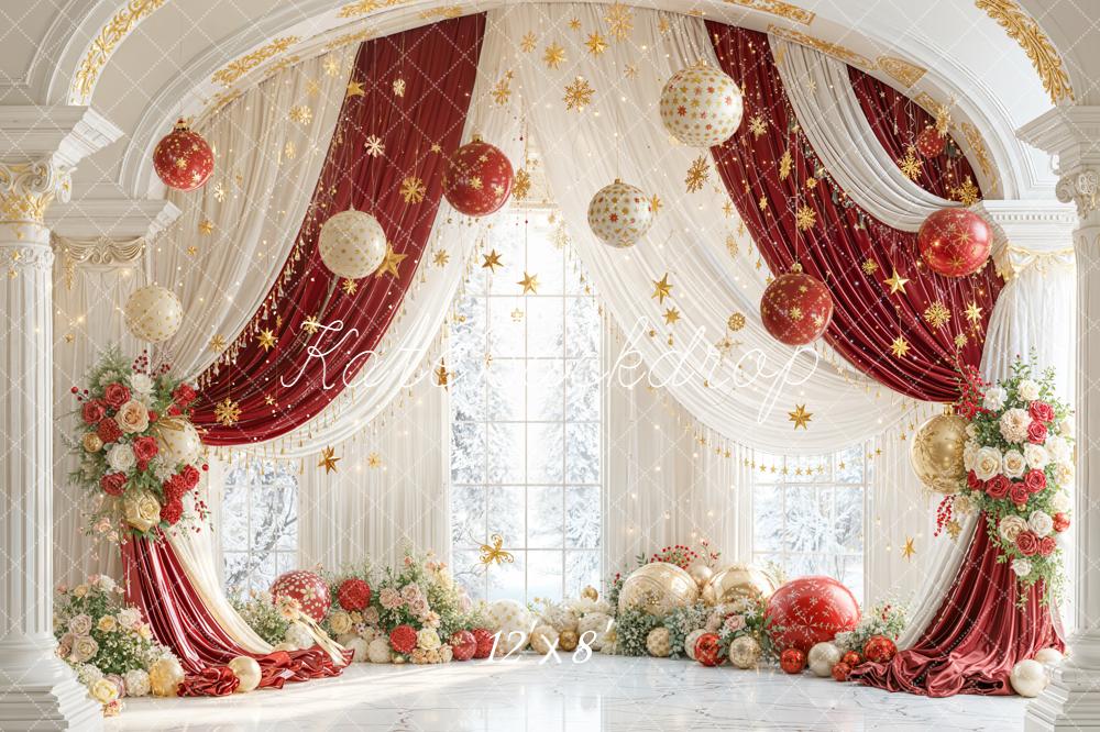 Kate Christmas Curtains Baubles Arch Backdrop Designed by Emetselch