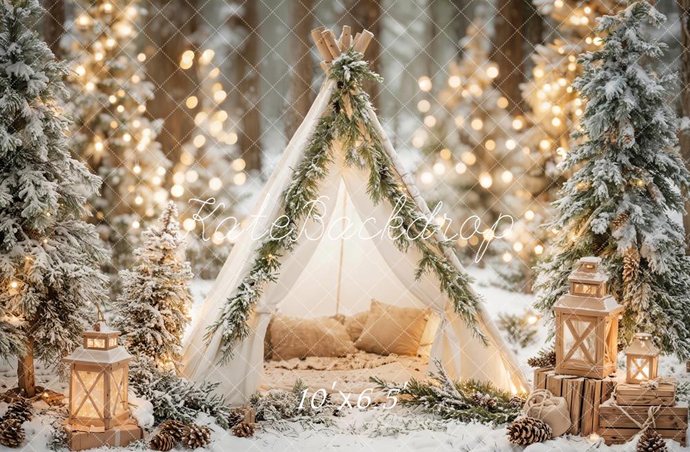 Kate Winter Forest Snow Trees Fleece Backdrop Designed by Emetselch