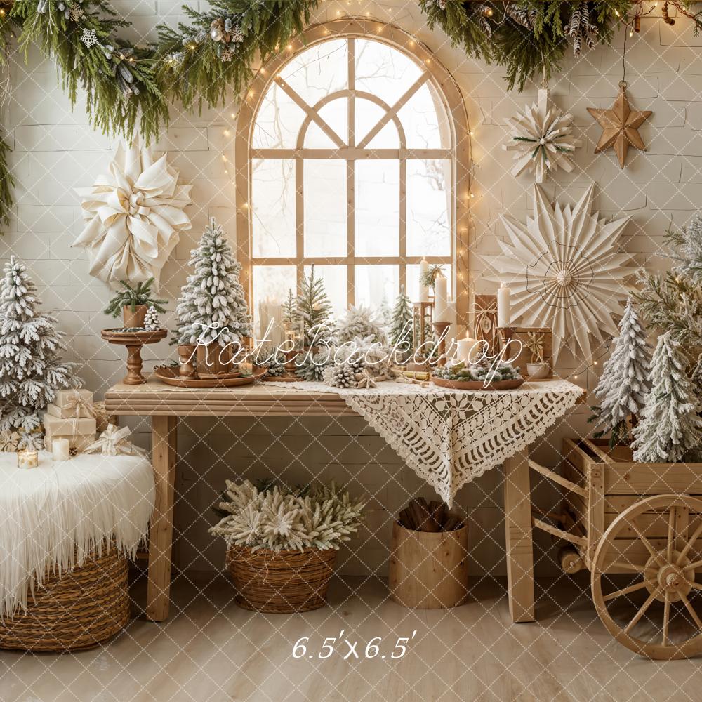 Kate Christmas Frosted Trees Window Backdrop Designed by Emetselch