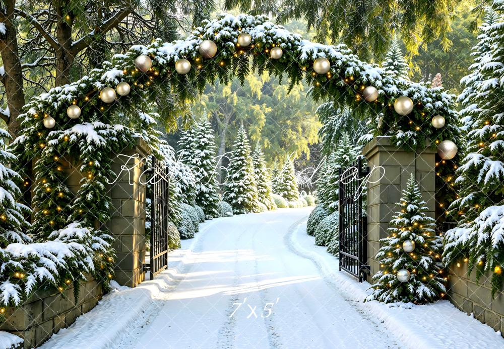 Kate Christmas Snowy Pine Gate Archway Backdrop Designed by Mini MakeBelieve - Kate Backdrop AU