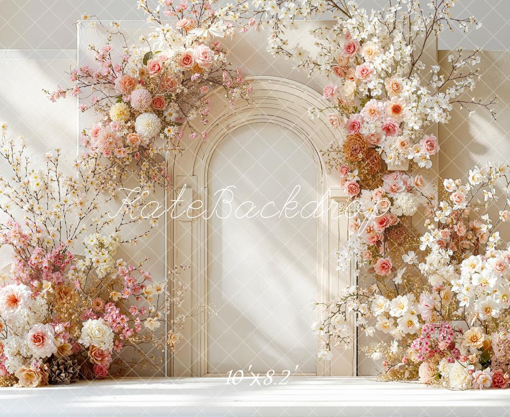 Kate Spring Flower Arch Cream Floral Backdrop Designed by Emetselch