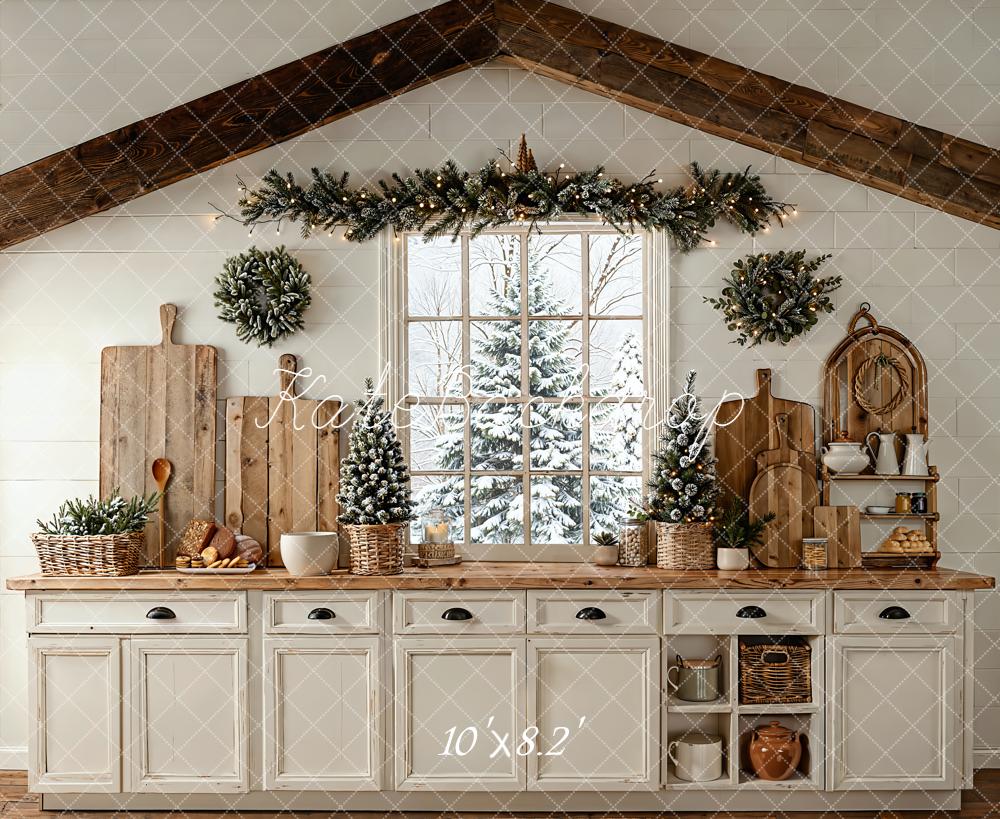 Kate Christmas Kitchen Fleece Backdrop Designed by Emetselch