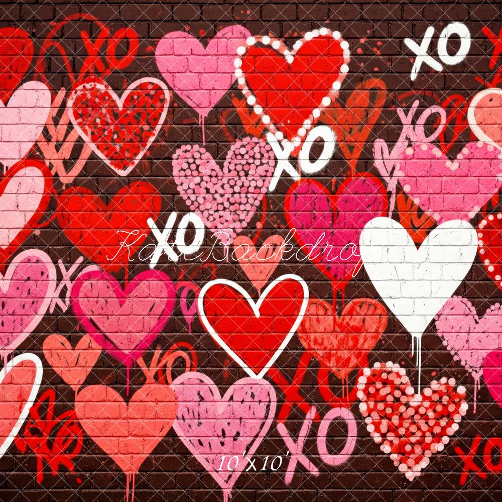 Kate Valentines Hearts Graffiti Wall Backdrop Designed by Patty Roberts