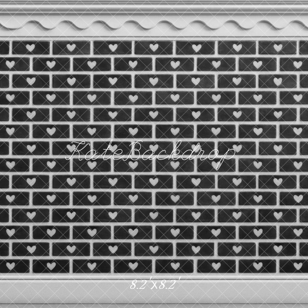 Kate Heart Brick Pattern Wall Backdrop Designed by Mini MakeBelieve