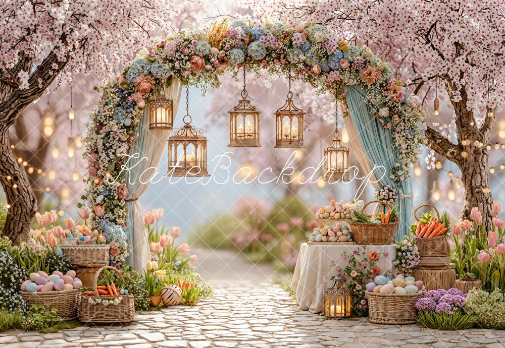 Kate Easter Bunny Flower Arch Lanterns Backdrop Designed by Emetselch