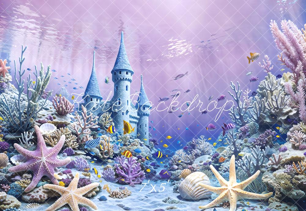 Kate Mermaid Underwater Castle Coral Starfish Backdrop Designed by Emetselch