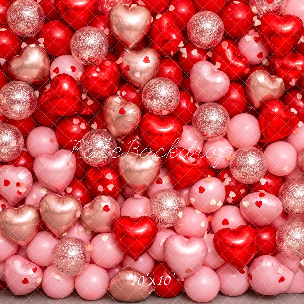 Kate Pink Red Heart Balloons Backdrop Designed by Patty Roberts