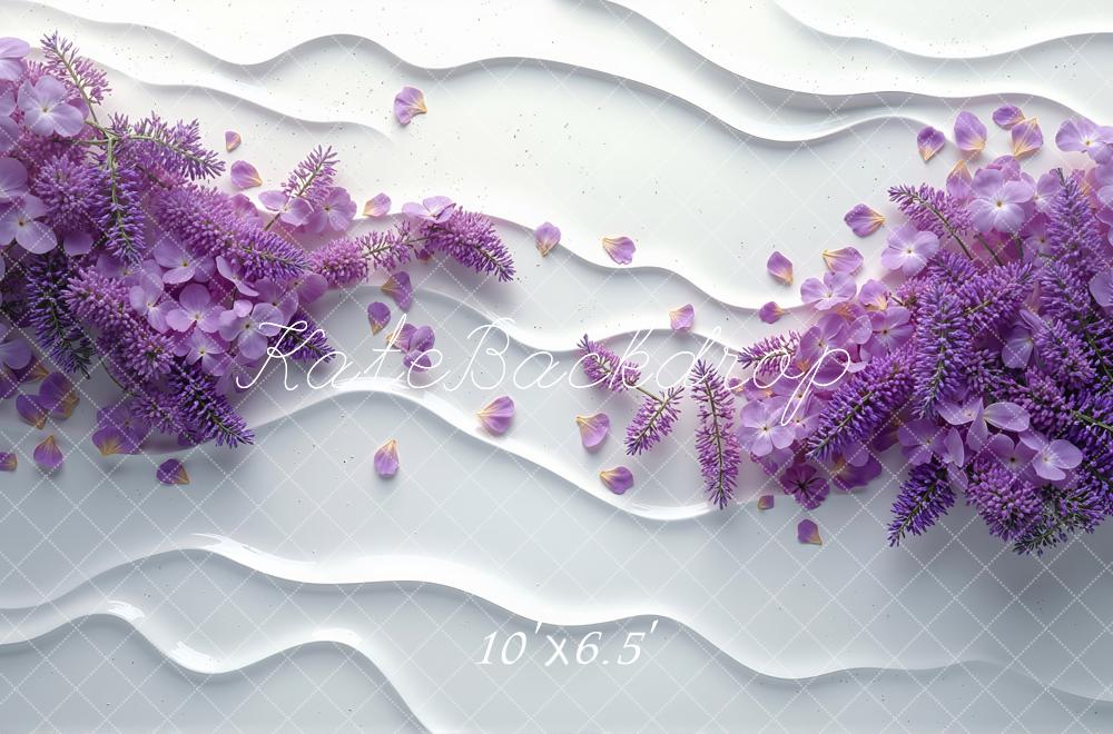 Kate Purple Floral Waves Backdrop Designed by Mini MakeBelieve