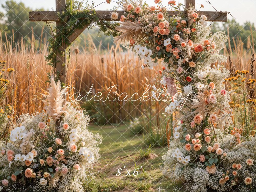Kate Autumn Wedding Blush Roses Field Backdrop Designed by Emetselch