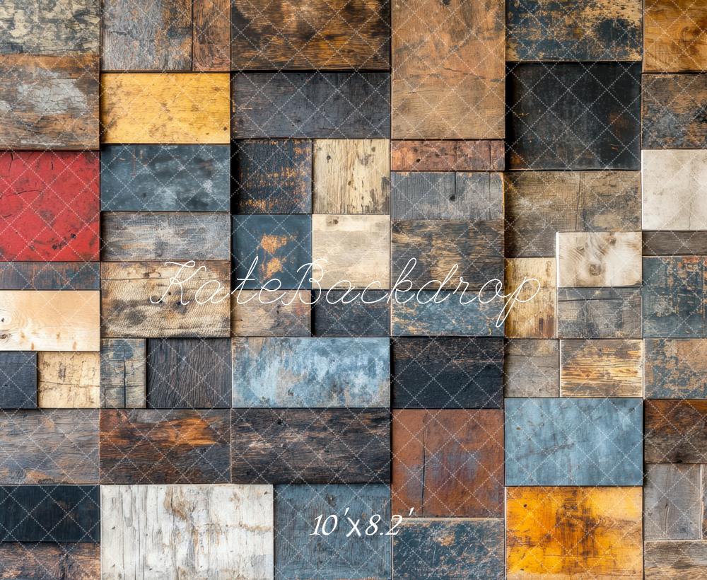 Kate Retro Wall Colourful Wood Backdrop Designed by Mini MakeBelieve