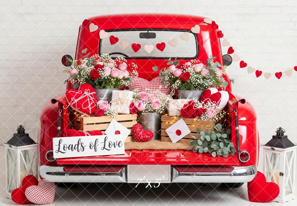 Kate Valentine Truck Flowers Hearts Backdrop Designed by Patty Roberts