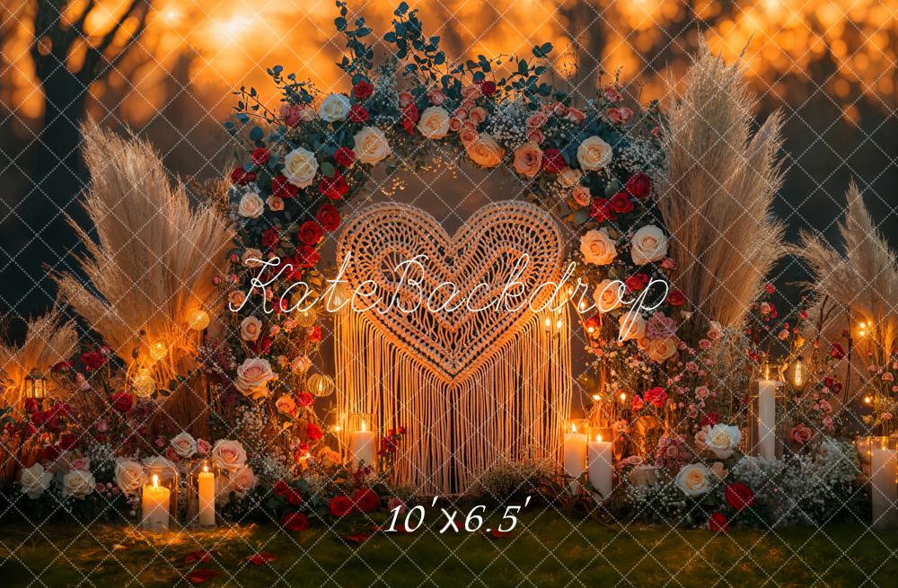 Kate Wedding Flower Bokeh Candles Backdrop Designed by Emetselch