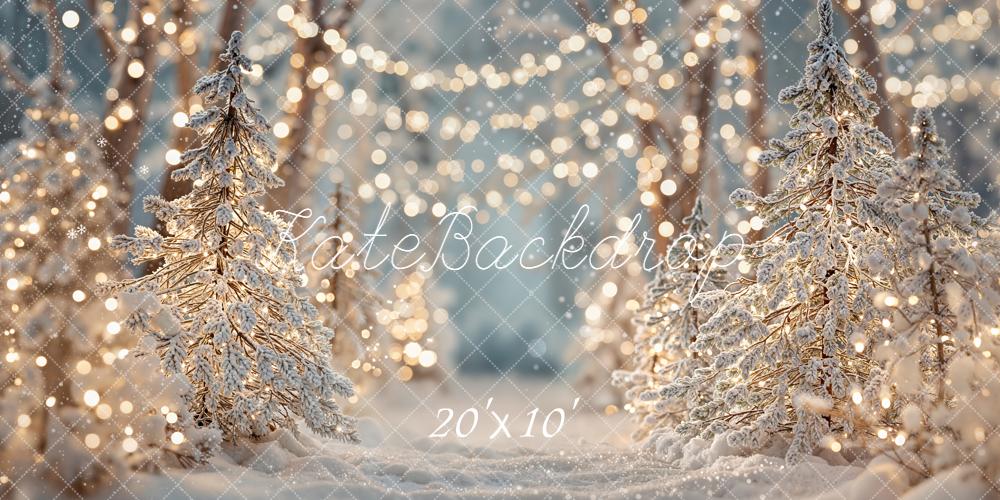 Kate Christmas Snowy Forest Lights Backdrop Designed by Emetselch