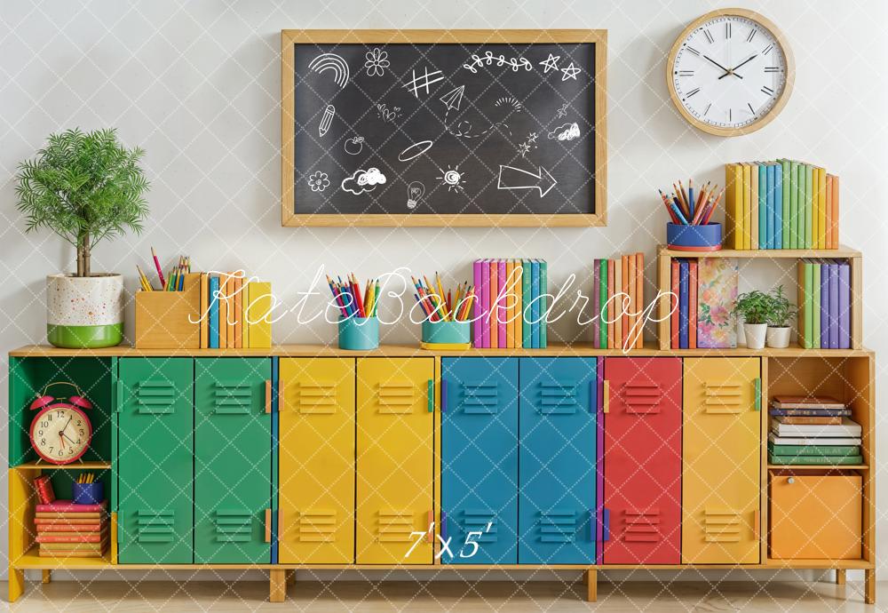 Kate Back to School Colourful Lockers Backdrop Designed by Emetselch - Kate Backdrop AU