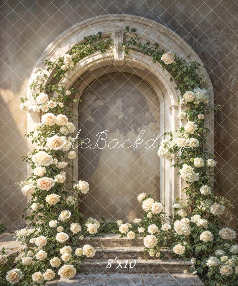 Kate Flower Arch Vintage Stone Backdrop Designed by Emetselch