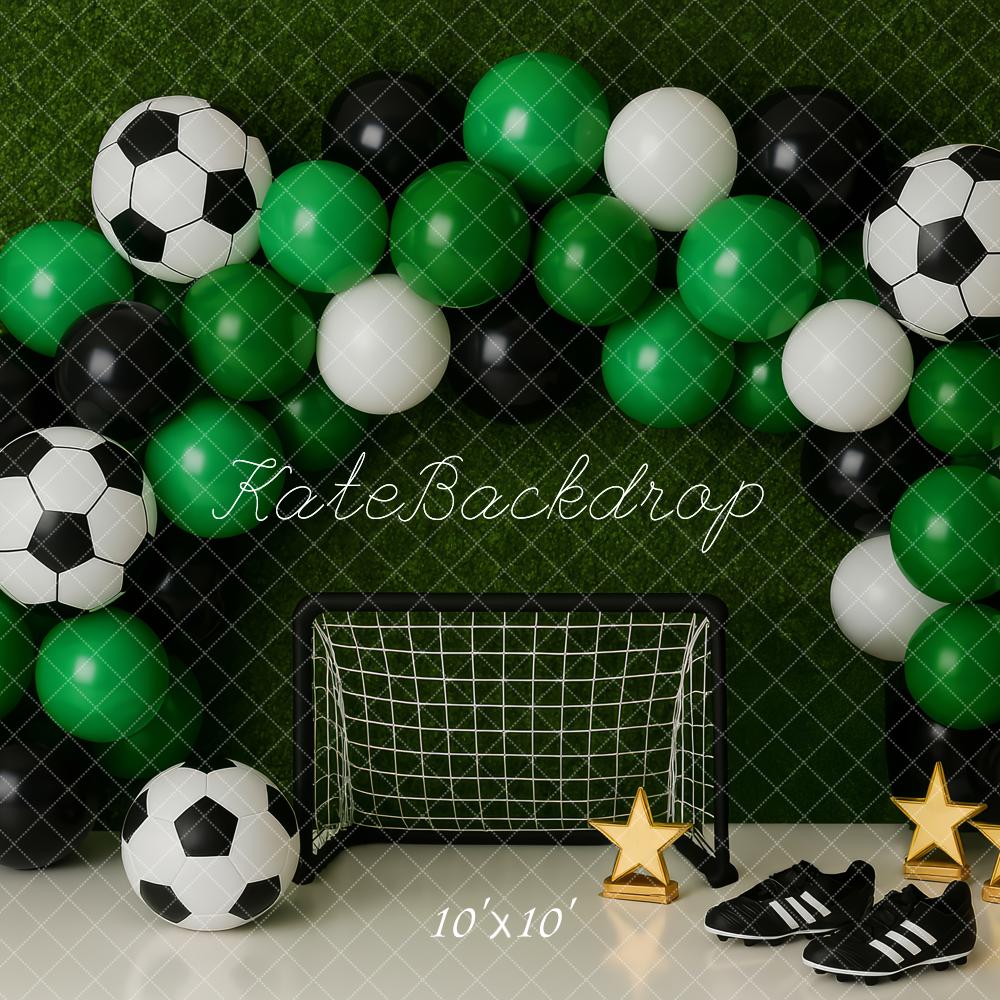 Kate Soccer Balloons Goal Net Grass Backdrop Designed by Patty Roberts