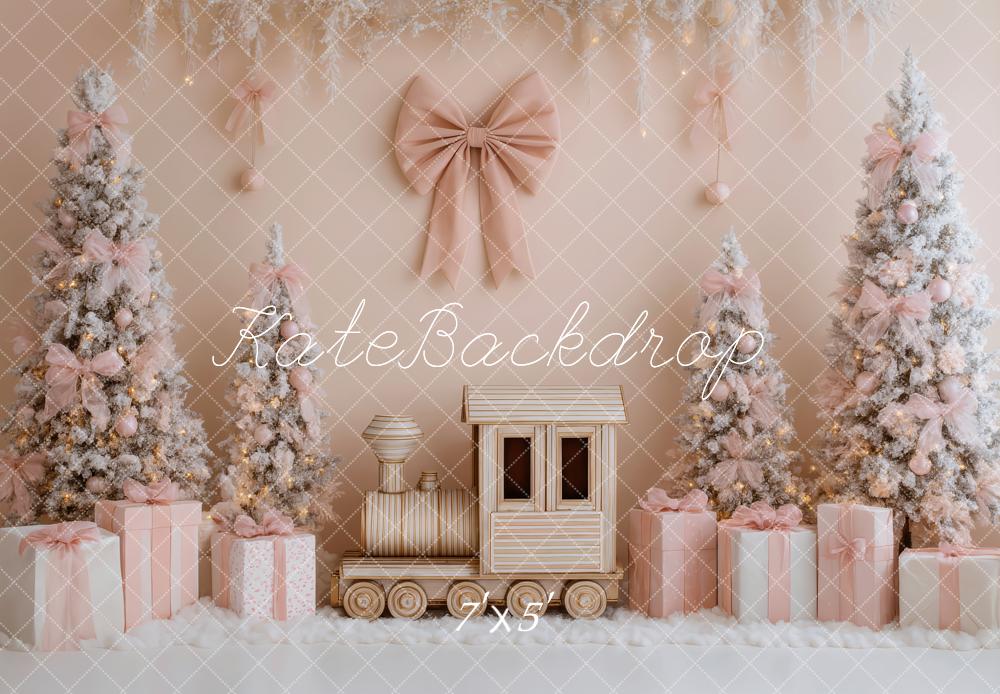 Kate Train Christmas Trees Pink Gifts Backdrop Designed by Patty Roberts