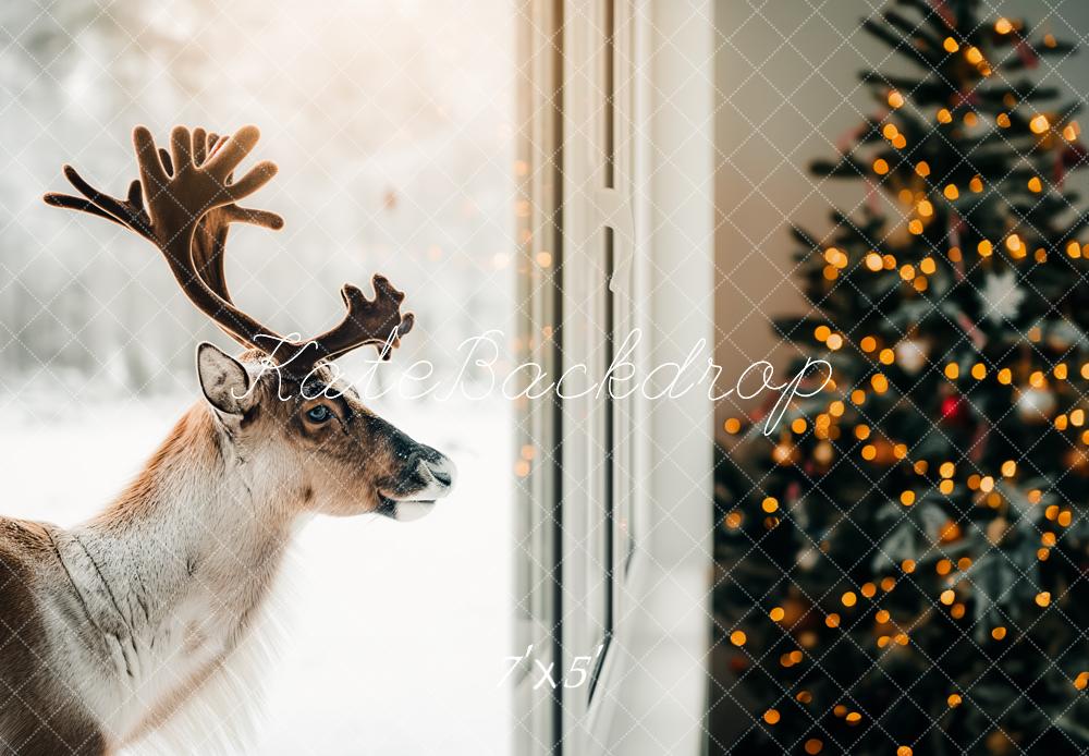 Kate Christmas Reindeer Tree Backdrop Designed by Kerry Anderson