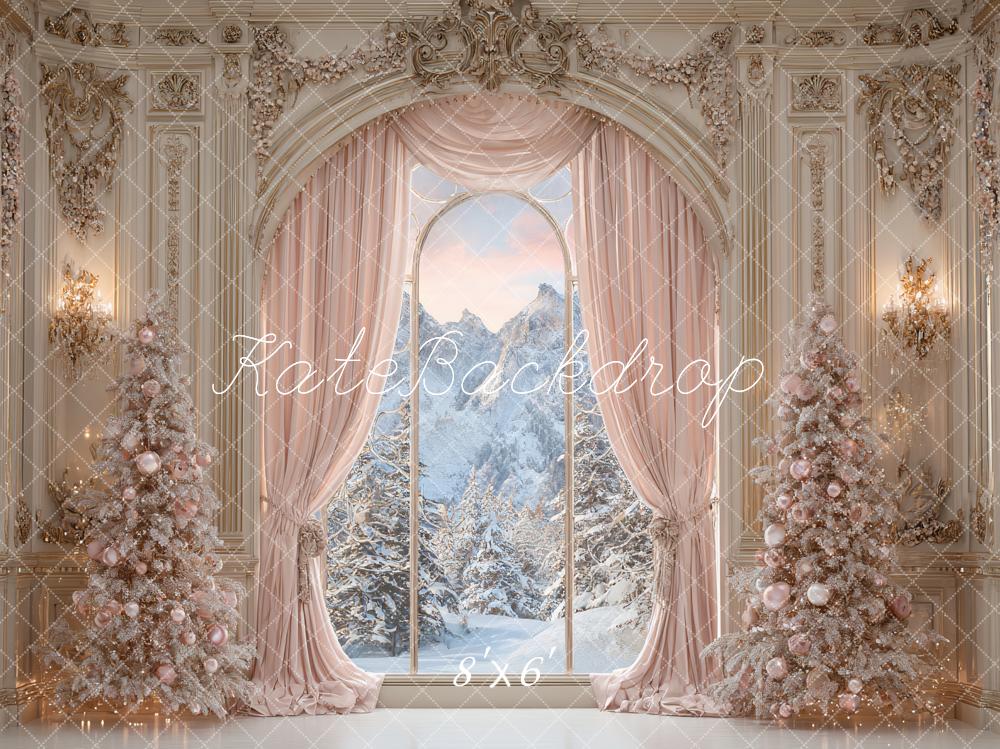 Kate Christmas Arch Snowy Mountains Backdrop Designed by Ashley Paul
