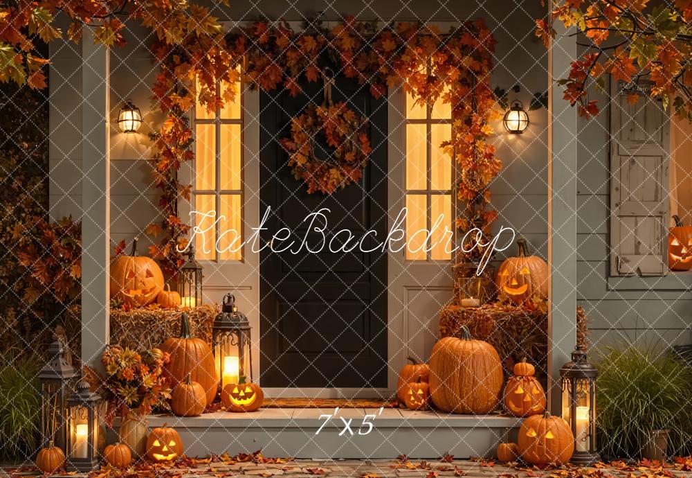 Kate Halloween Pumpkins Porch Backdrop Designed by Emetselch