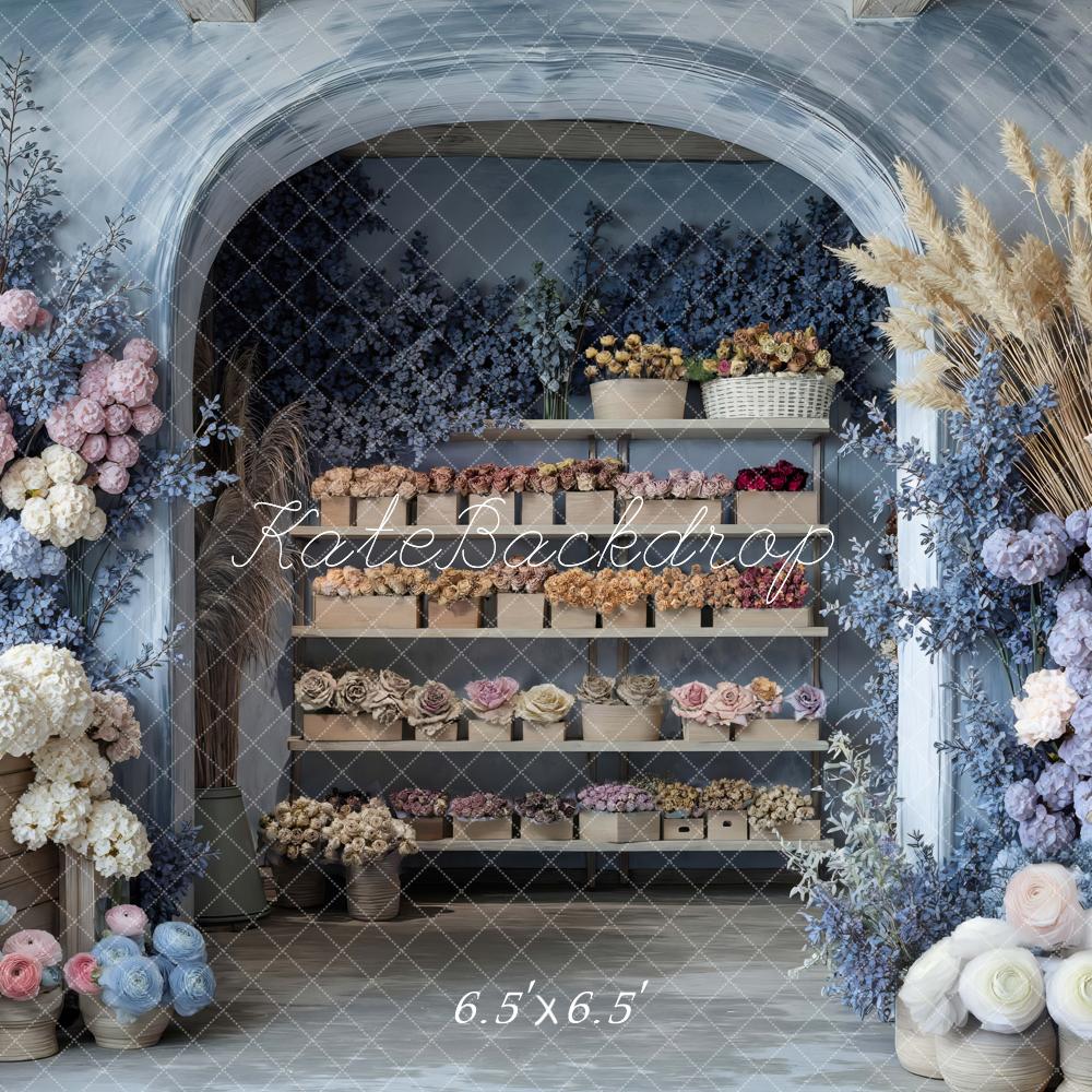 Kate Flower Arch Cabinet Blue Backdrop Designed by Mini MakeBelieve