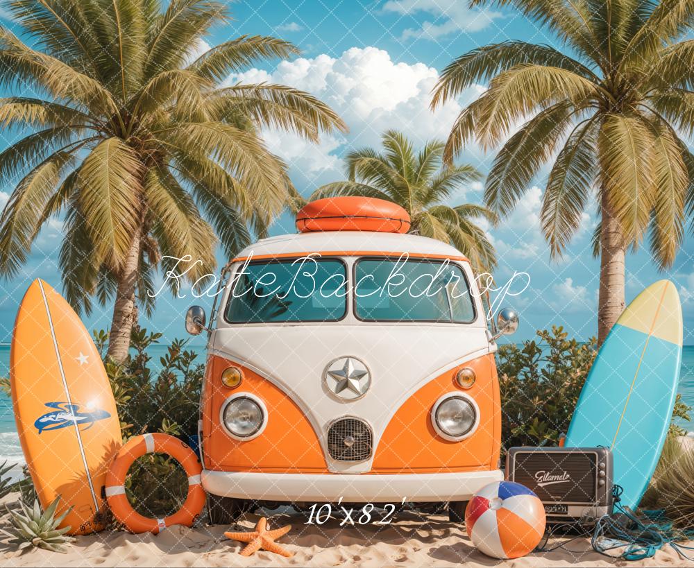 Kate Summer Van Surfboards Palm Trees Backdrop Designed by Emetselch